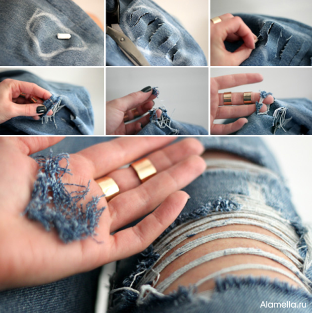 Как правильно сделать красивые дырки на джинсах в домашних условиях